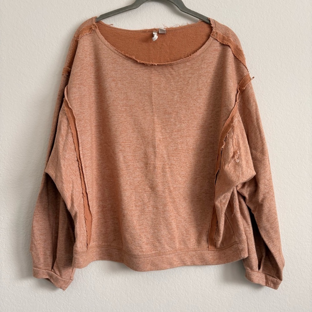 Caro Rusty Orange Distressed Boho Top- size M